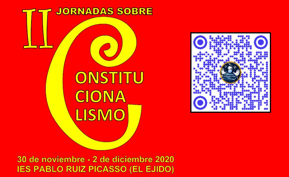 Logotipo de las II Jornadas sobre constitucionalismo y código QR de la página web del centro