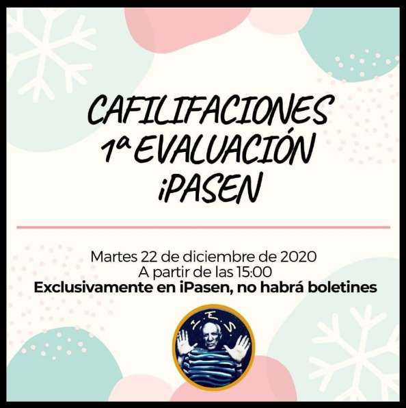 Calificaciones 1ª evaluación curso 20-21